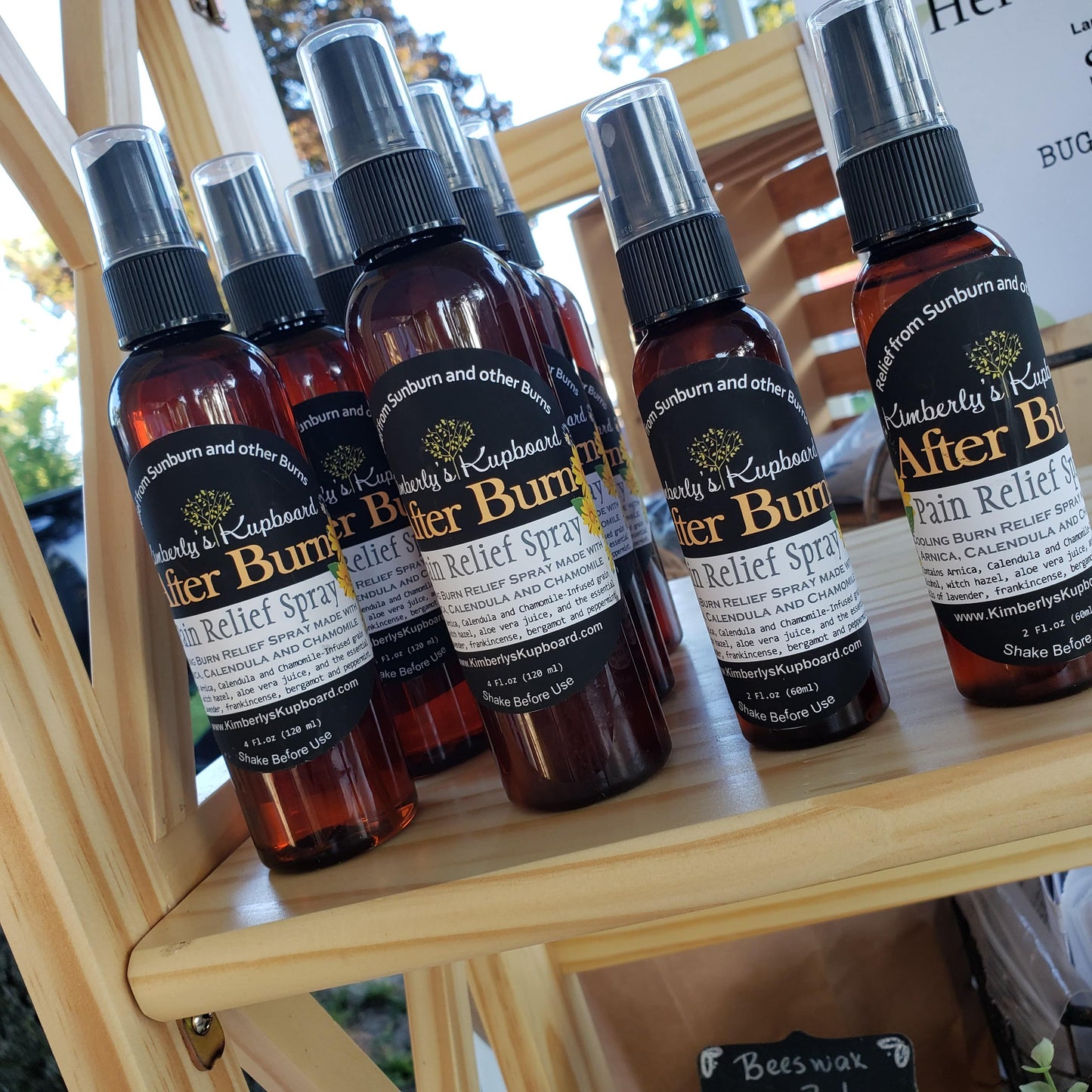 After Burn pain relief Spray with Arnica, Calendula and Chamommile for soothing burns, eczema, psoriasis