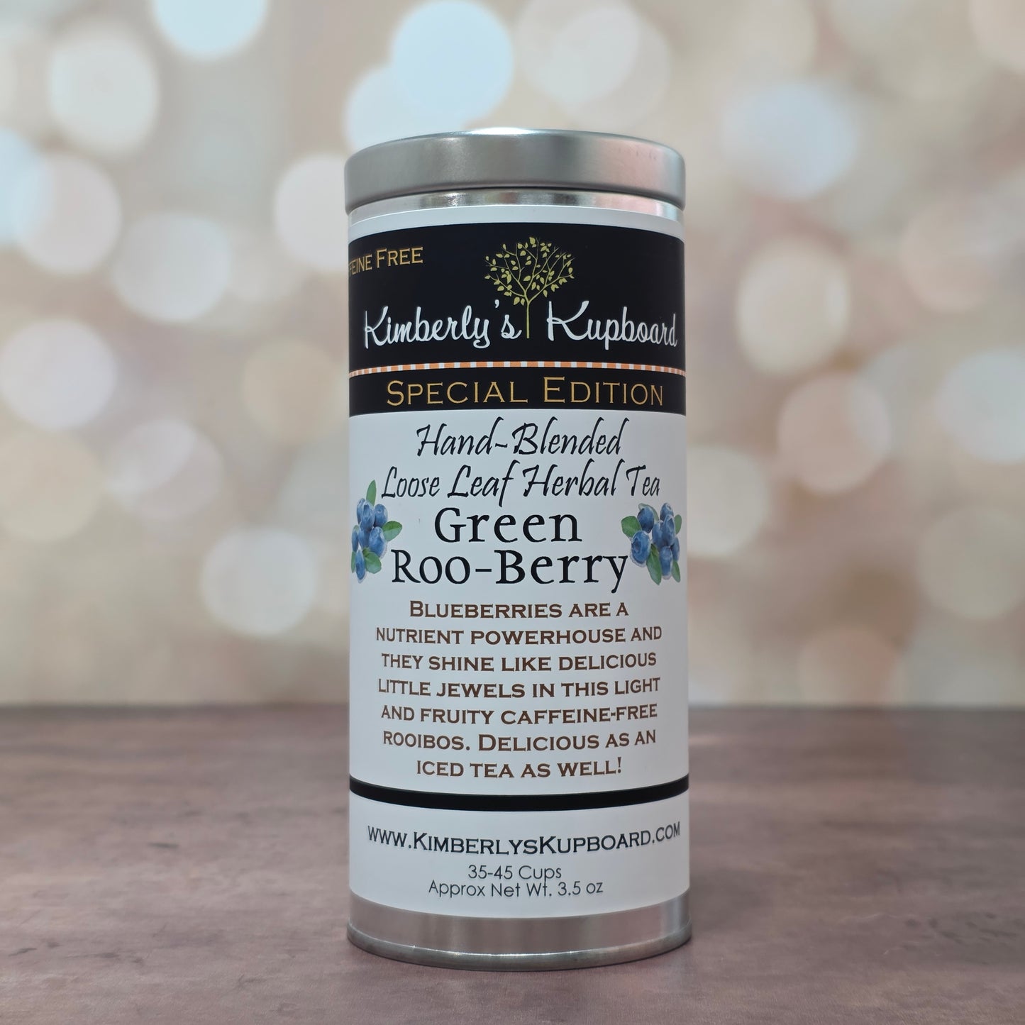 Green Roo-Berry Tea. Loose leaf tea made with Green Rooibos Tea, blueberries, cranberries, hibiscus and rosehips--Caffeine Free