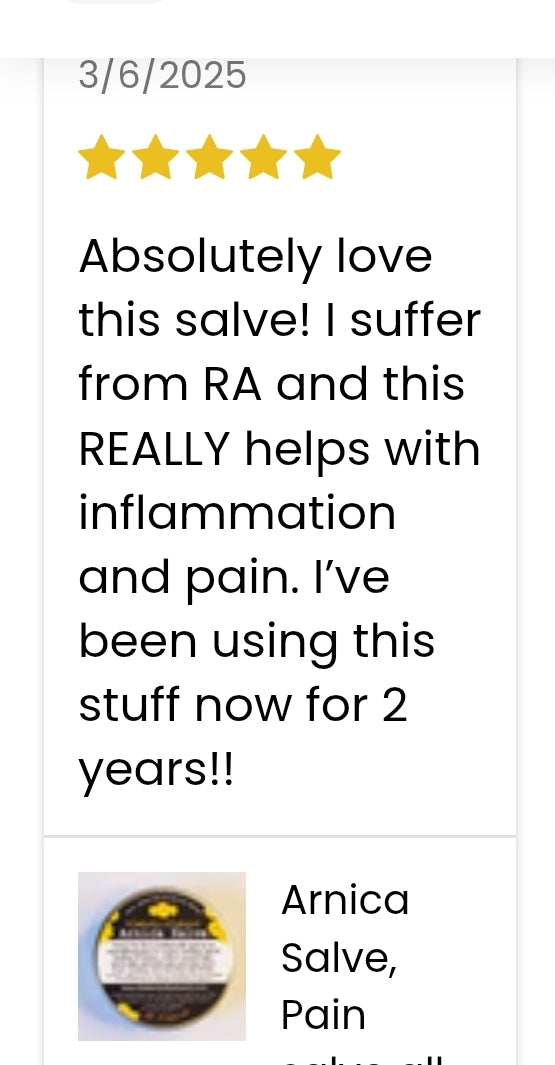 Arnica Salve, Pain salve all Purpose salve, for Bruises, Swelling, Restless Leg Syndrome, Sprains, Nerve Pain, Arthritis pain.