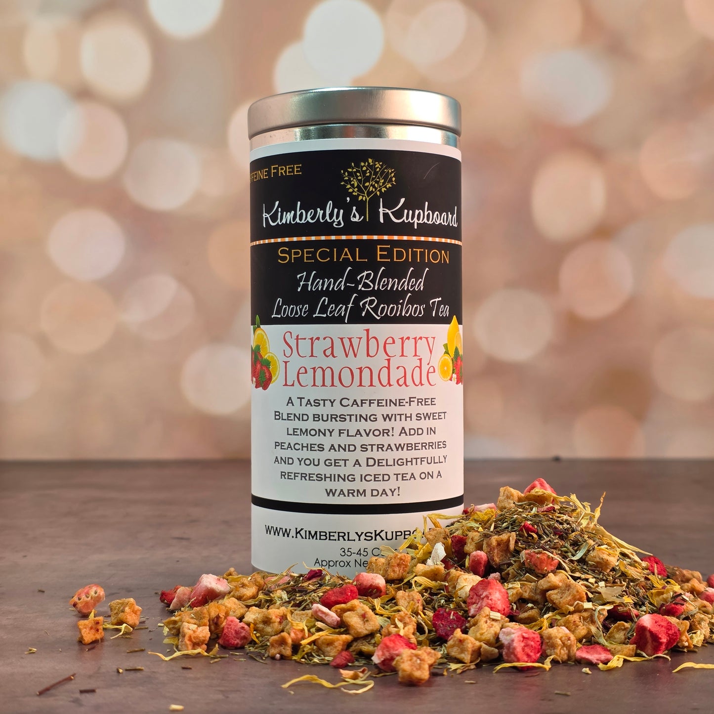 Strawberry Lemonade Rooibos Tea delicious Caffeine free tea made with real strawberries, lemon & Peaches