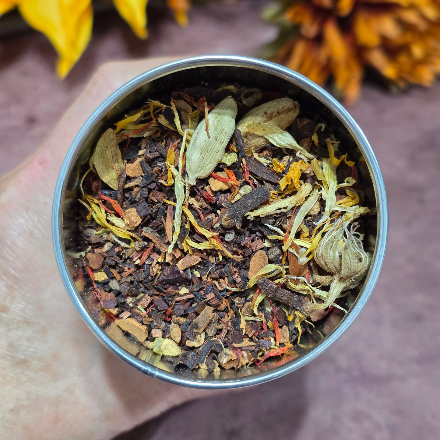 Pumpkin Chai Caffeine Free Limited Batch Fall Honeybush tea made with cinnamon, Cardomom and Vanilla!