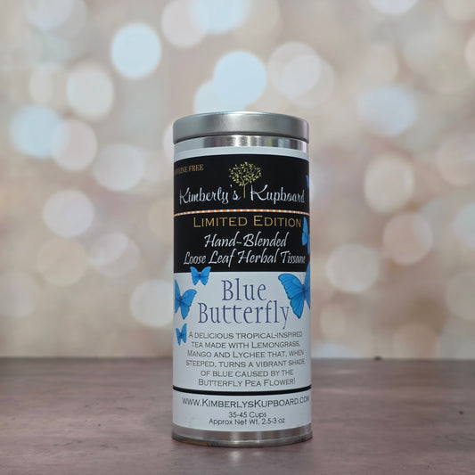 Blue Butterfly Tea...Caffeine Free Herbal tea with Mangoes, Lemongrass and Butterfly Pea Flowers, Blue Tea