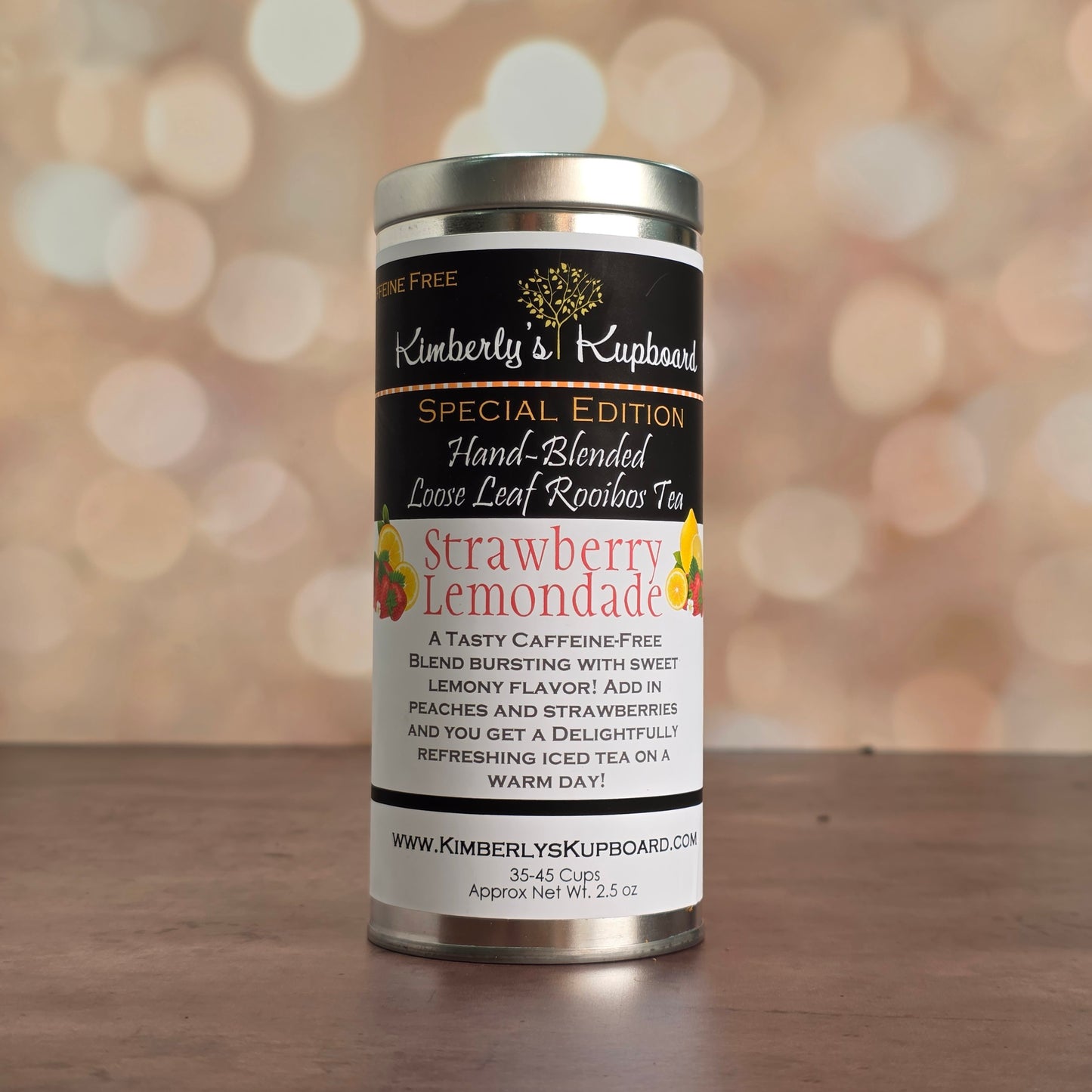 Strawberry Lemonade Rooibos Tea delicious Caffeine free tea made with real strawberries, lemon & Peaches