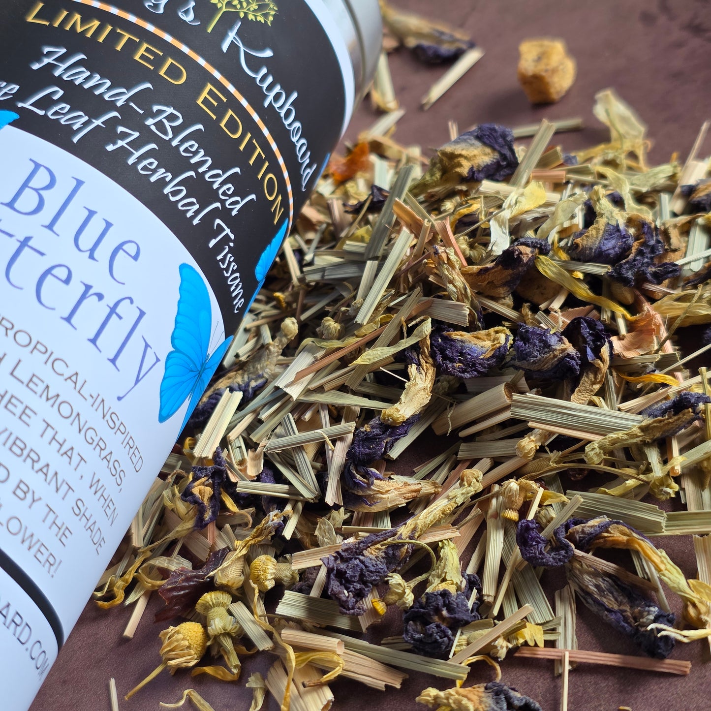 Blue Butterfly Tea...Caffeine Free Herbal tea with Mangoes, Lemongrass and Butterfly Pea Flowers, Blue Tea