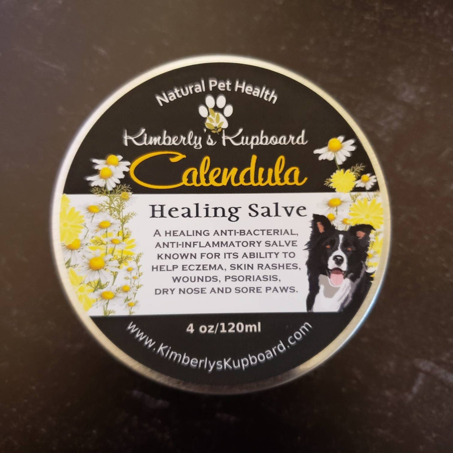 Healing Dog Salve with Calendula for cuts, scratches, wounds, rashes, inflammation, eczema, psoriasis, sore paws and dry cracked skin