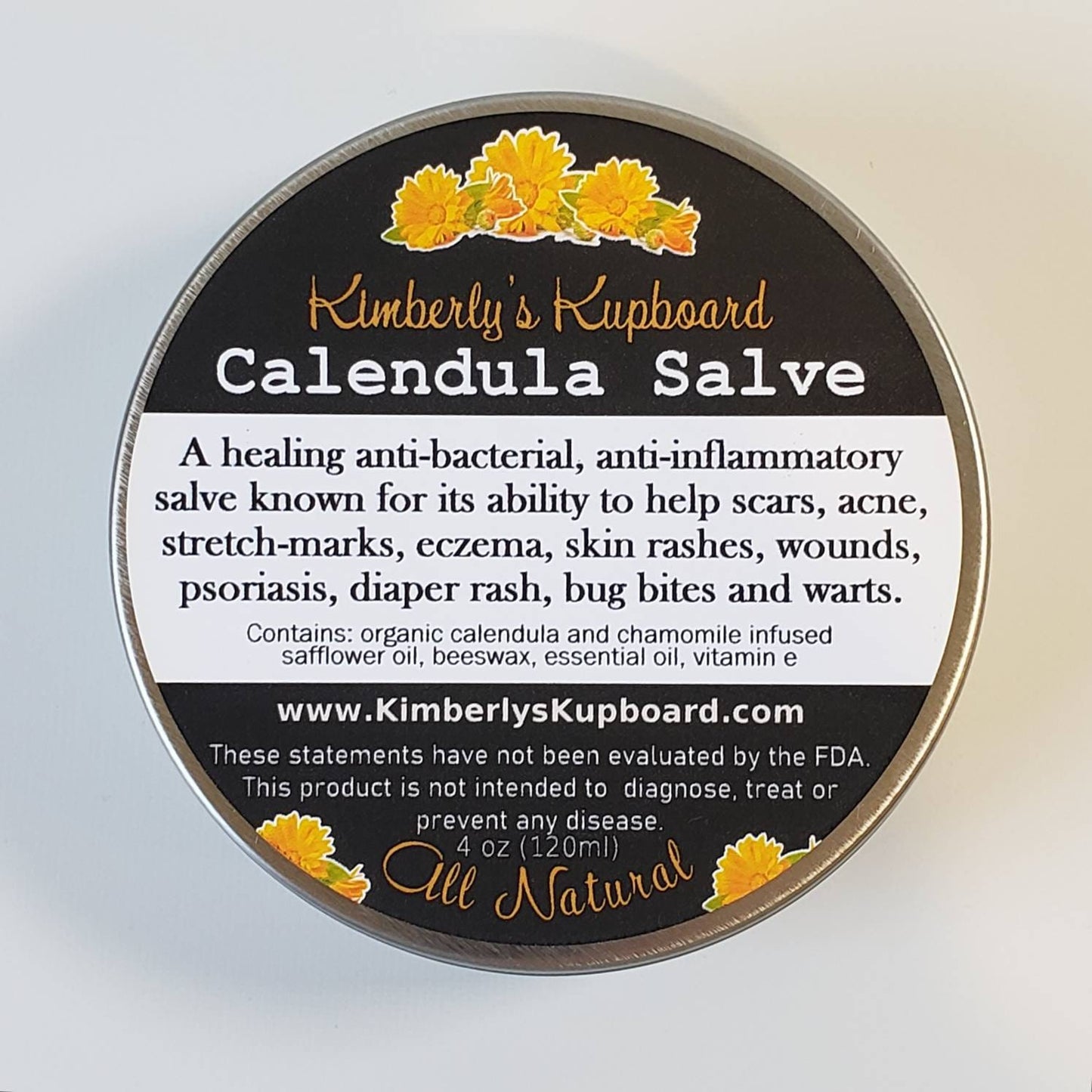 Calendula Herbal Salve, All Purpose Salve for Healing cuts, scratches, wounds, burns, diaper rash, acne, eczema, psoriasis, dry chapped skin