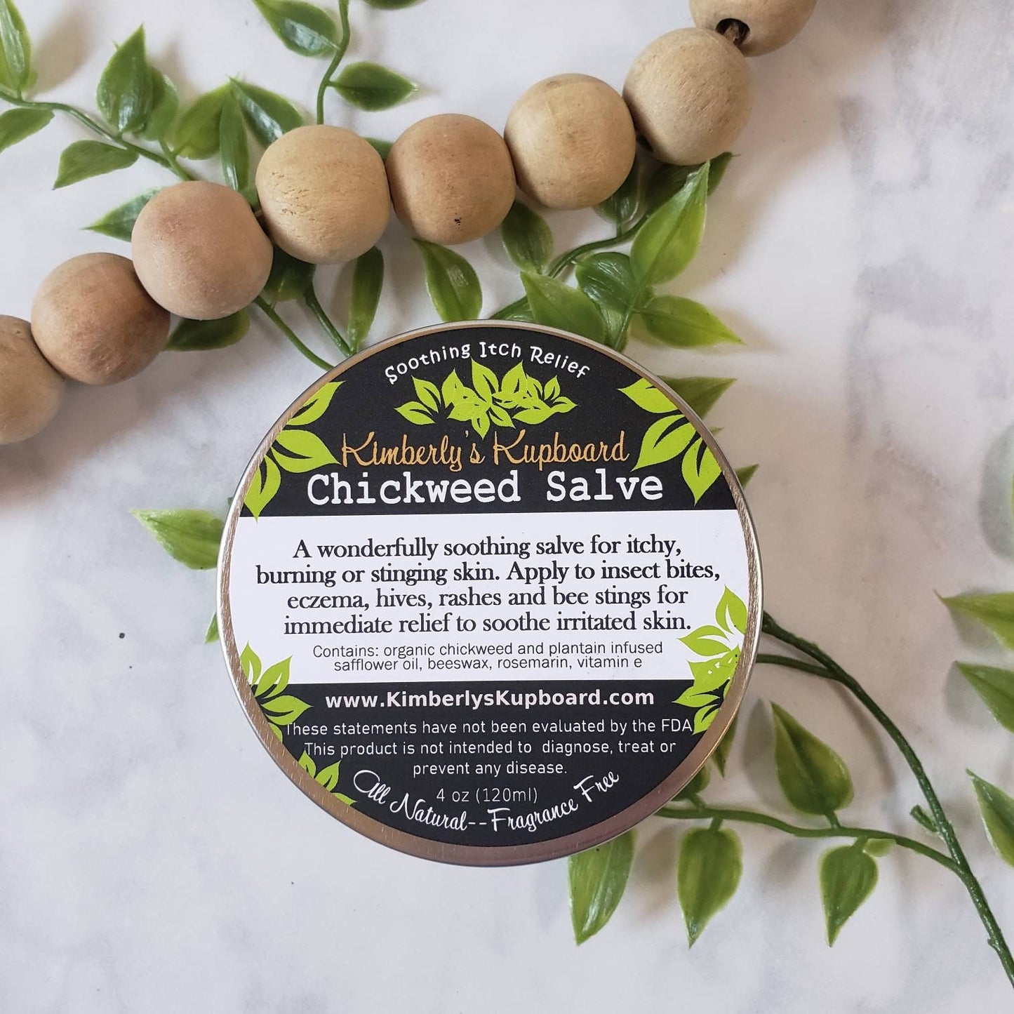 Chickweed Herbal Healing Salve for soothing anti itch relief from bug bites, bee stings, rashes,cradle cap and irritated skin