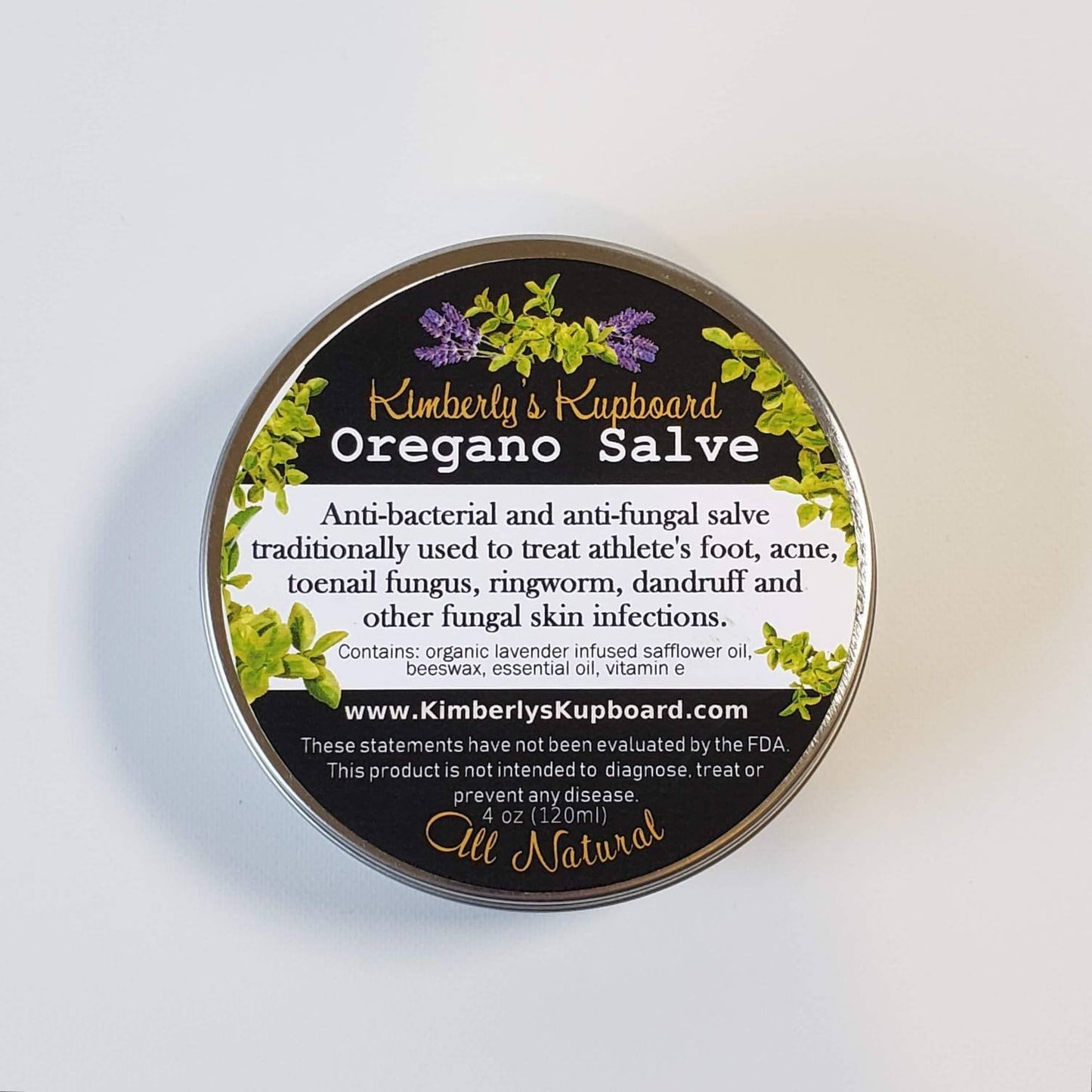 Lavender & Oregano Herbal Salve for acne and fungal infections such as athlete's foot, dandruff, ringworm, toenail fungus, jock-itch