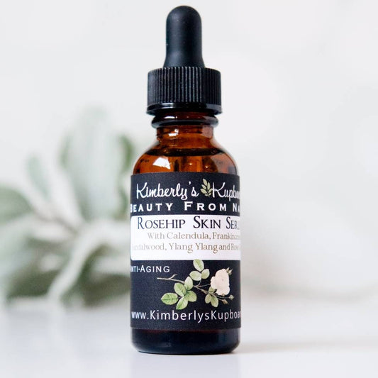 Anti-Aging and Sensitive Rosehip Skin Serum made with Calendula, Rose and Frankincense for wrinkles, rosacea, acne, psoriasis