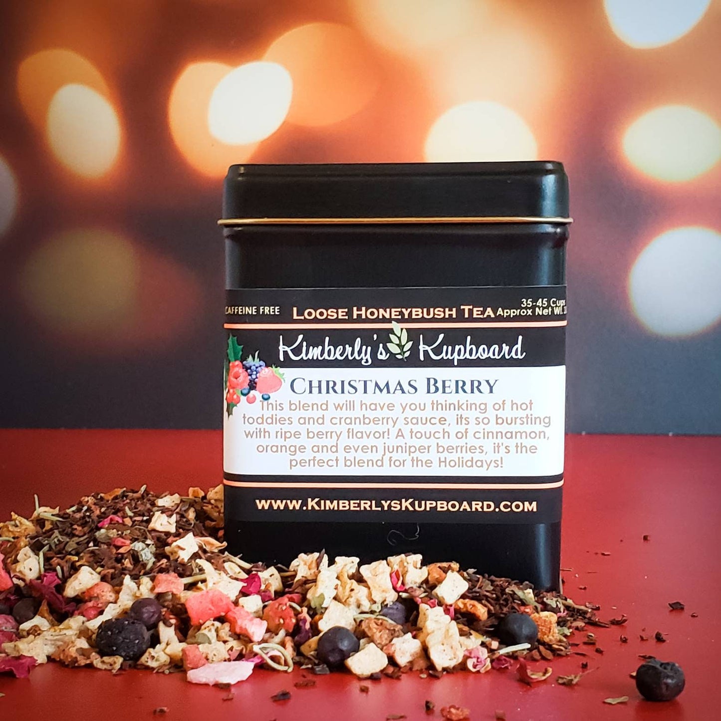 Christmas Berry Loose Leaf herbal tea. caffeine free Honeybush tea, berry tea