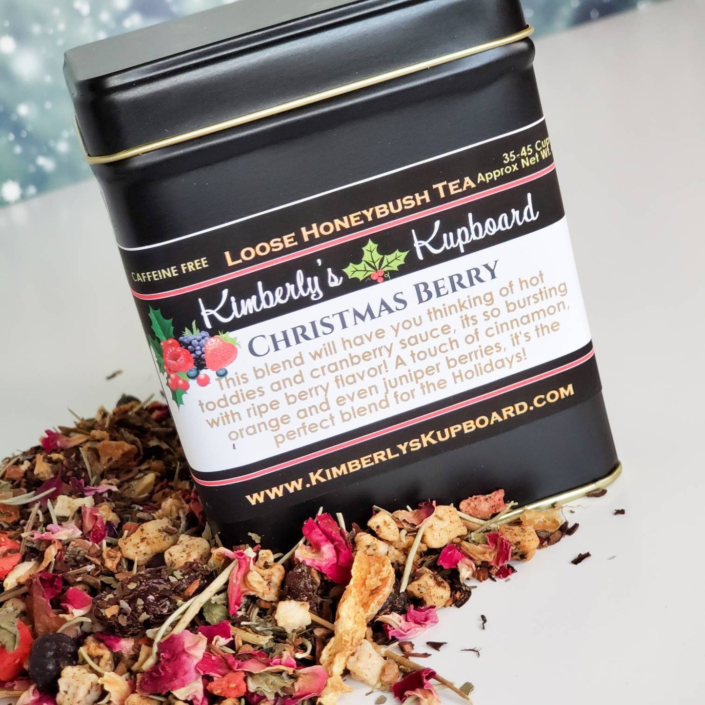 Christmas Berry Loose Leaf herbal tea. caffeine free Honeybush tea, berry tea