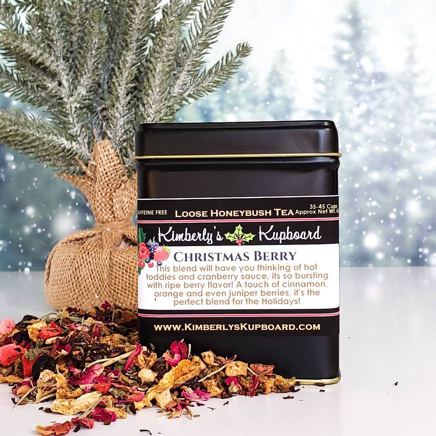 Christmas Berry Loose Leaf herbal tea. caffeine free Honeybush tea, berry tea