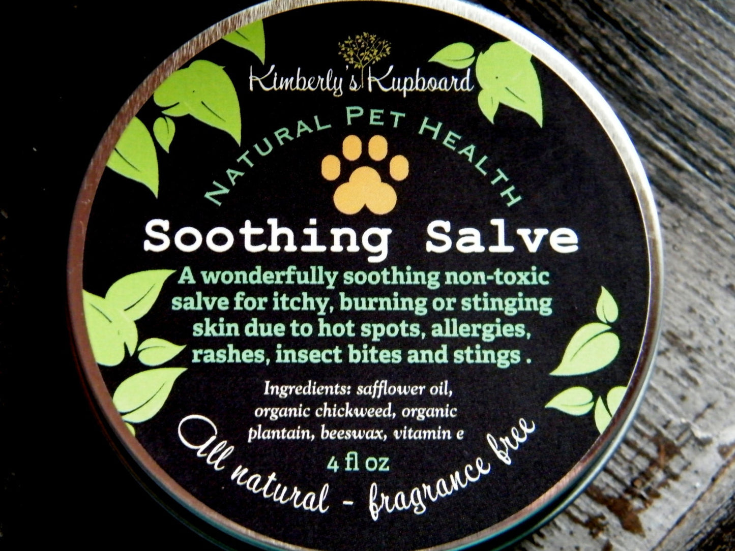 Soothing Dog Salve with Chickweed..Anti-Itch relief for bug bites, bee stings, rashes, allergies and irritated skin