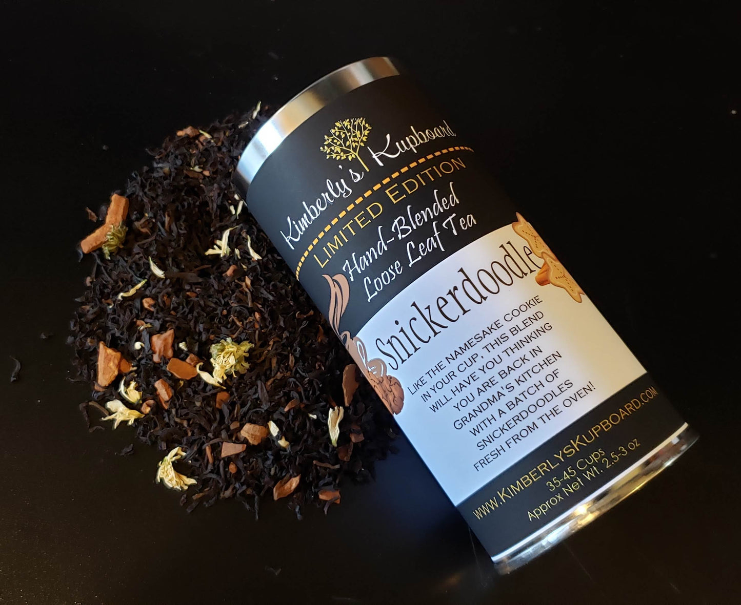 Snickerdoodle Cozy Black Tea blend with real Cinnamon and Vanilla!
