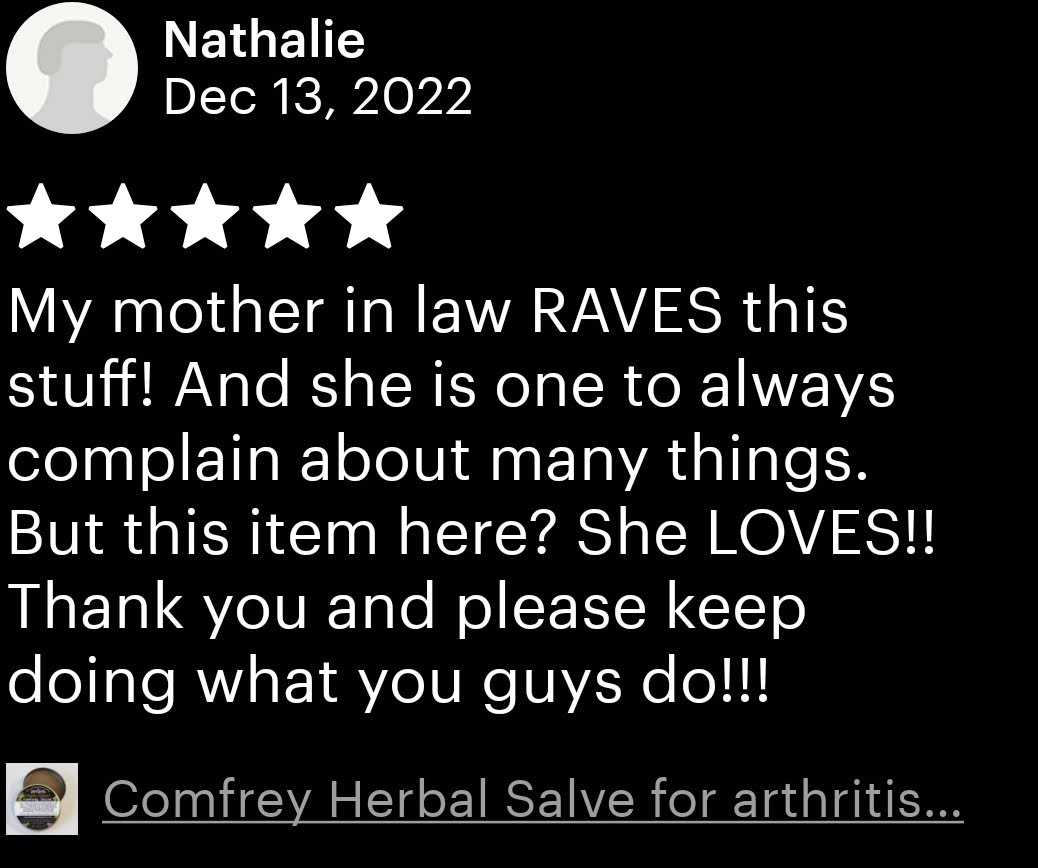 Comfrey Herbal Salve All natural salve for for arthritis pain, joint inflammation and healingi