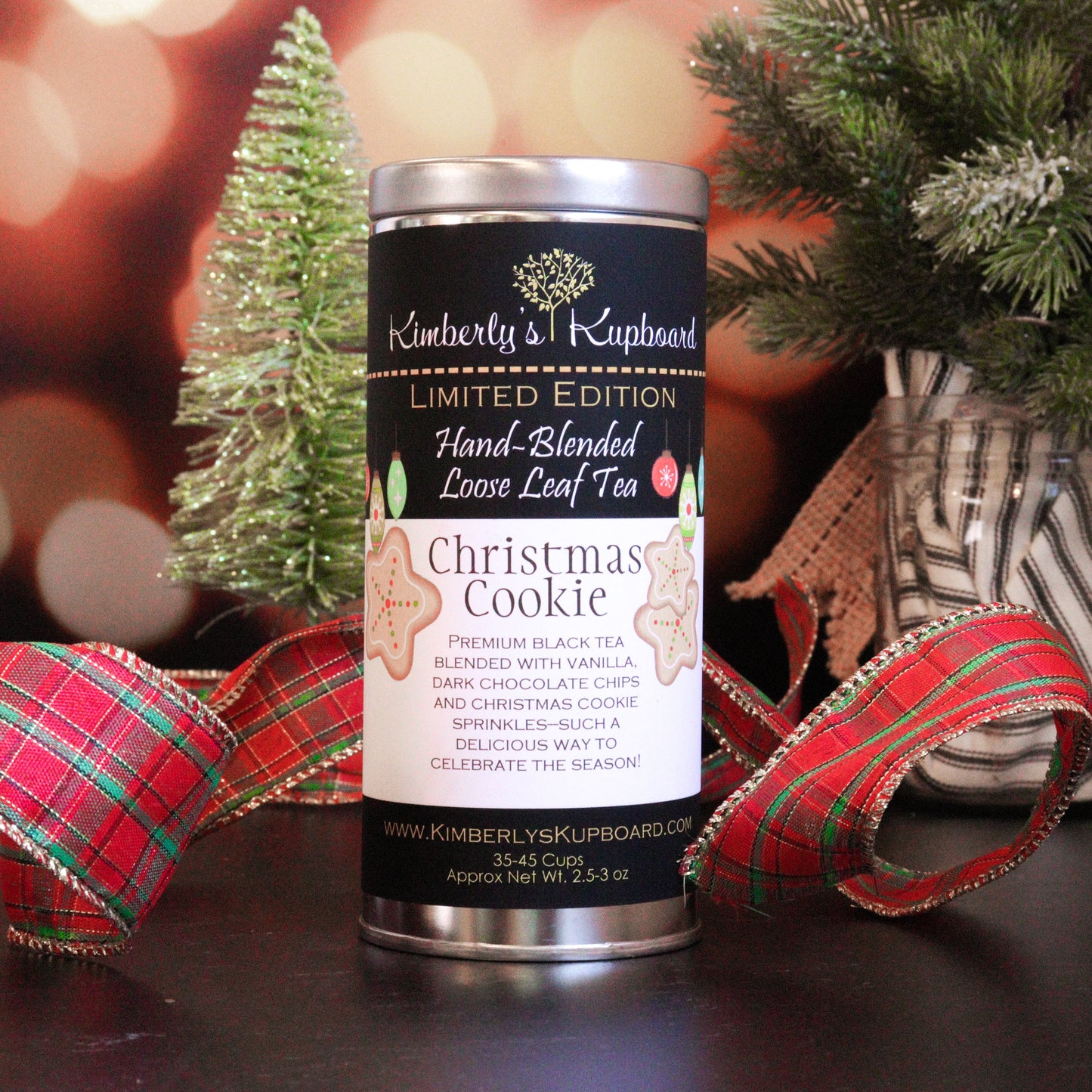 Christmas Cookie tea made with Black tea, real Vanilla Beans, chocolate chips and Sugar Sprinkles!