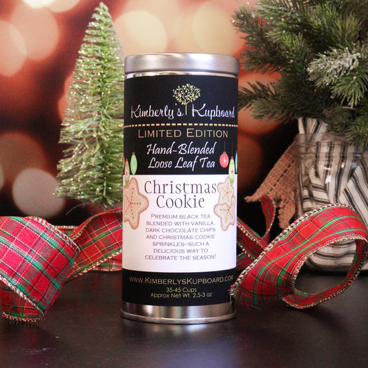 Christmas Cookie tea made with Black tea, real Vanilla Beans, chocolate chips and Sugar Sprinkles!