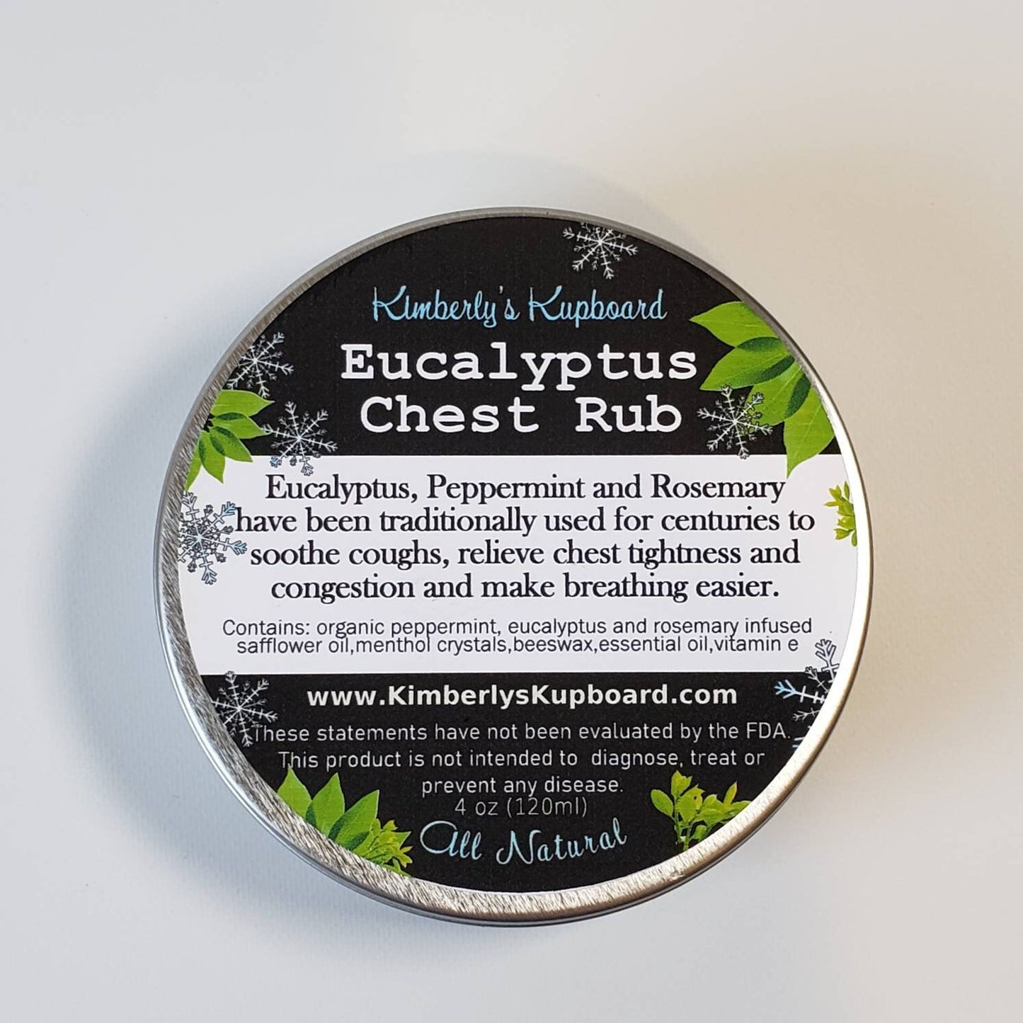 Eucalyptus Chest Rub Herbal Decongestion Salve with Menthol Crystals