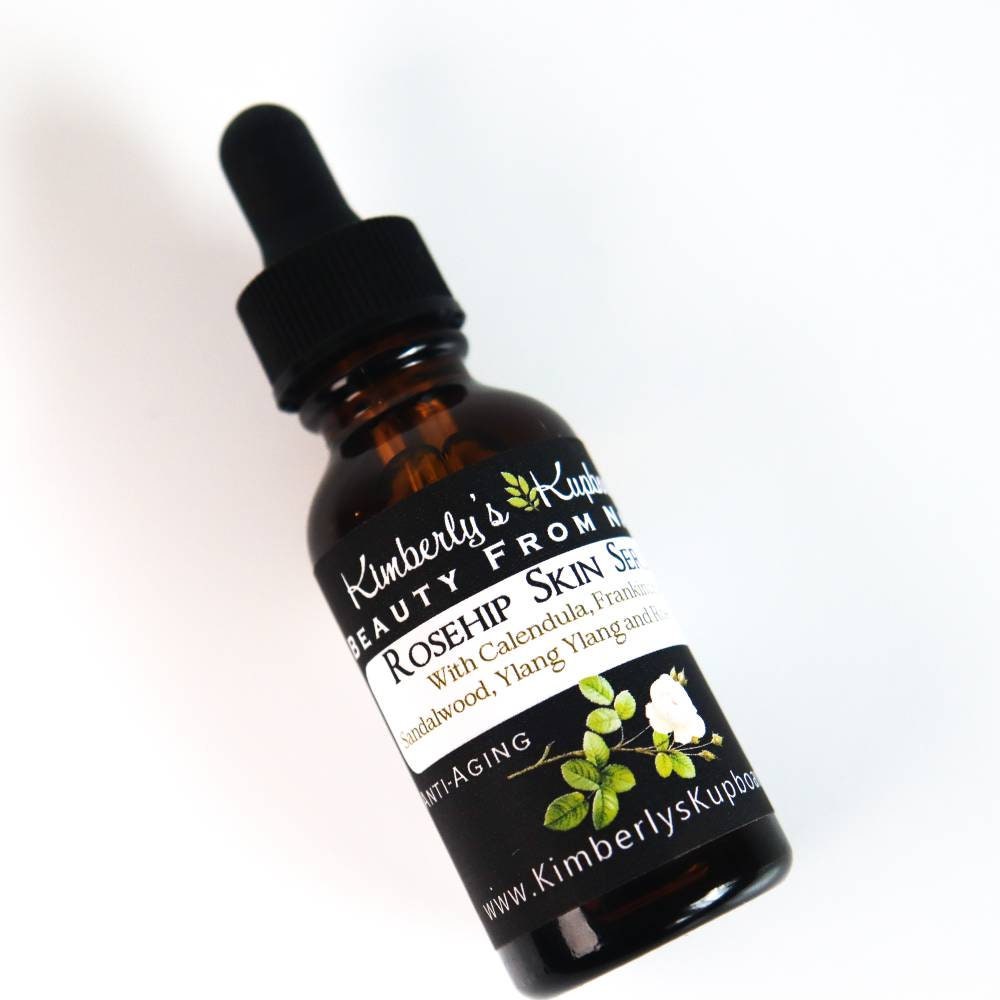 Anti-Aging and Sensitive Rosehip Skin Serum made with Calendula, Rose and Frankincense for wrinkles, rosacea, acne, psoriasis
