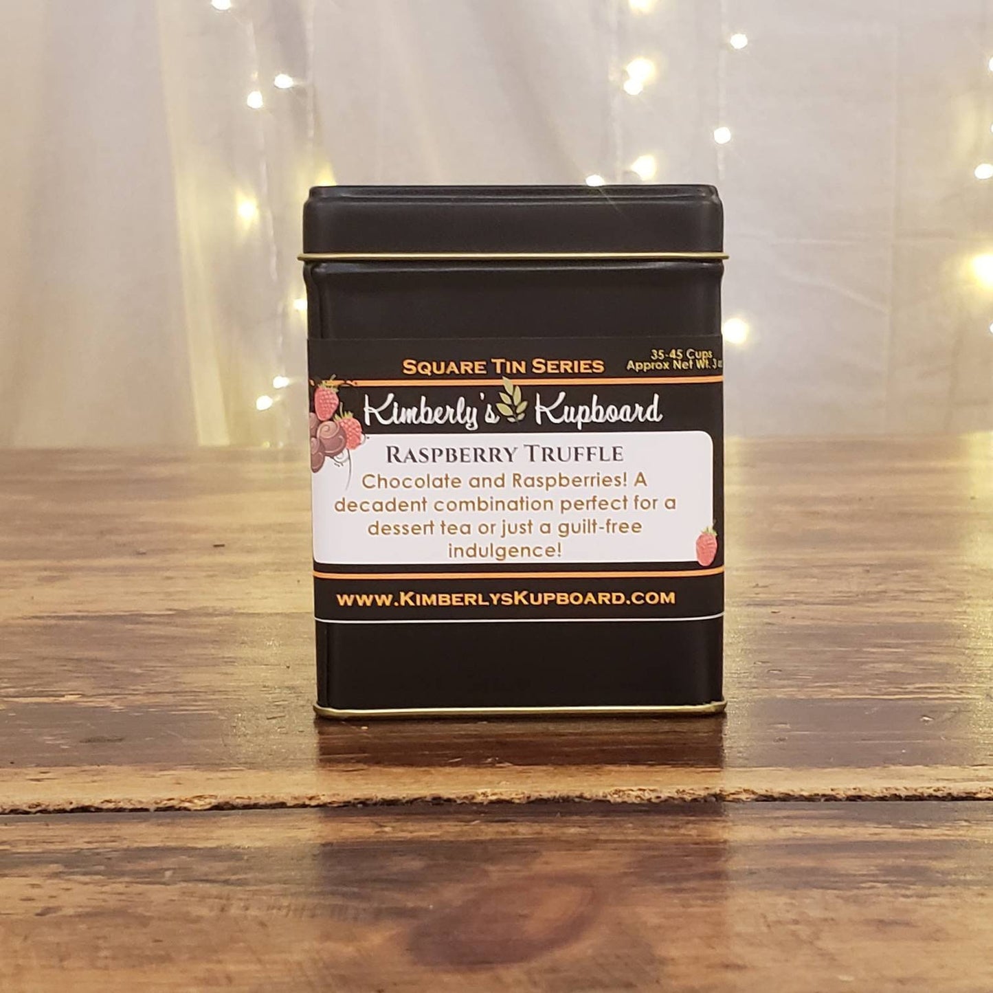 Sweet Raspberry Truffle flavored Loose Leaf  tea  made with black tea, cocoa nibs, sweet raspberries and chocolate chips