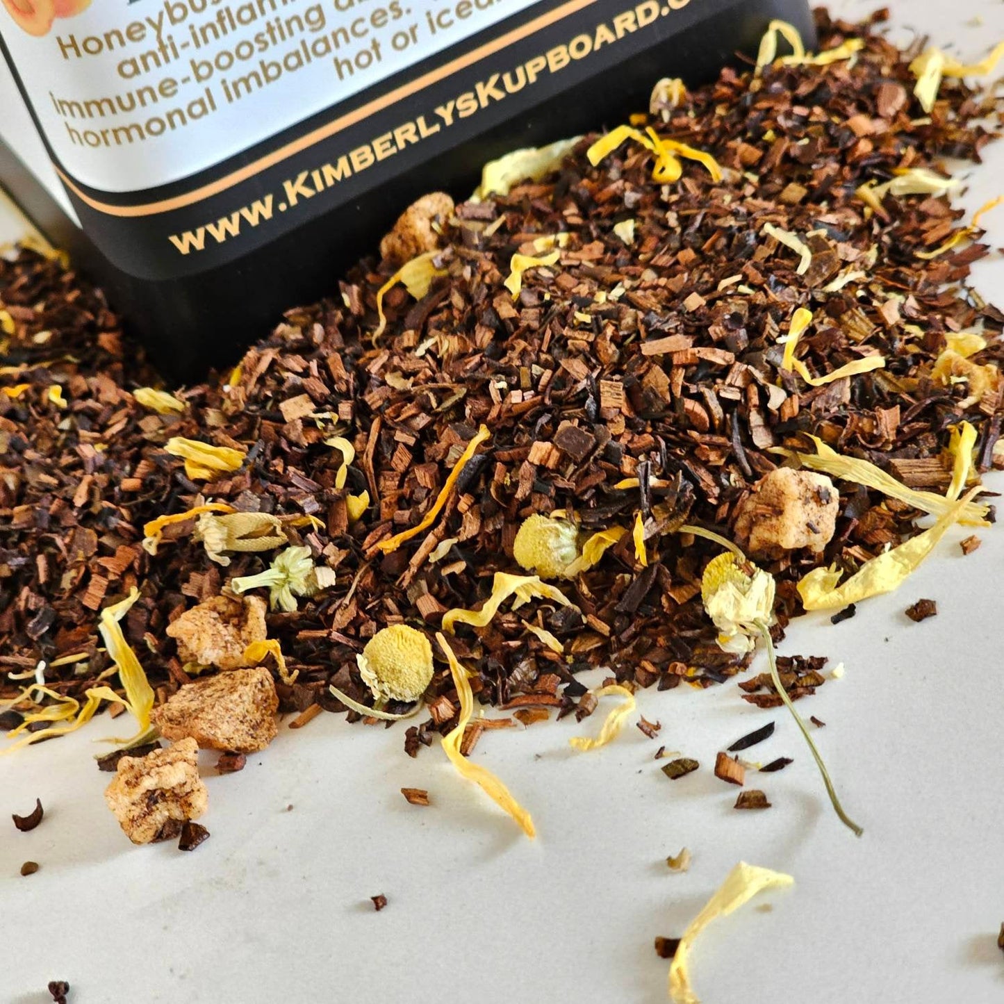 Honeybush Apricot Loose Leaf herbal tea.... made with Premium caffeine free Honeybush tea, Apples and Apricots!